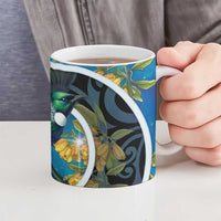 New Zealand Tui Bird Ceramic Mug Maori Koru With Kowhai Flowers LT05 - Polynesian Pride