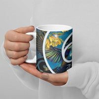 New Zealand Tui Bird Ceramic Mug Maori Koru With Kowhai Flowers LT05 - Polynesian Pride