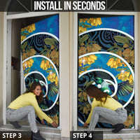 New Zealand Tui Bird Door Cover Maori Koru With Kowhai Flowers