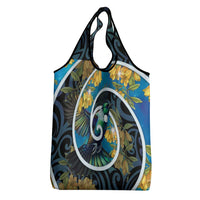 New Zealand Tui Bird Grocery Bag Maori Koru With Kowhai Flowers LT05 - Polynesian Pride