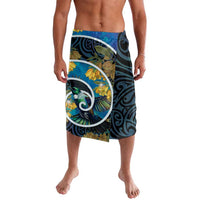 New Zealand Tui Bird Lavalava Maori Koru With Kowhai Flowers LT05 Black - Polynesian Pride