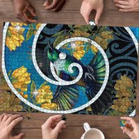 New Zealand Tui Bird Puzzle Maori Koru With Kowhai Flowers LT05 - Polynesian Pride