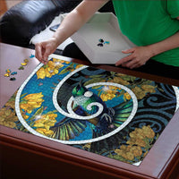 New Zealand Tui Bird Puzzle Maori Koru With Kowhai Flowers LT05 - Polynesian Pride