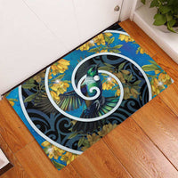 New Zealand Tui Bird Rubber Doormat Maori Koru With Kowhai Flowers