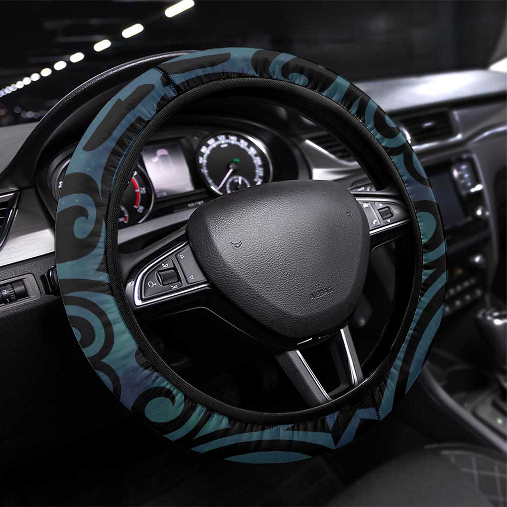 New Zealand Tui Bird Steering Wheel Cover Maori Koru With Kowhai Flowers LT05 Universal Fit Black - Polynesian Pride