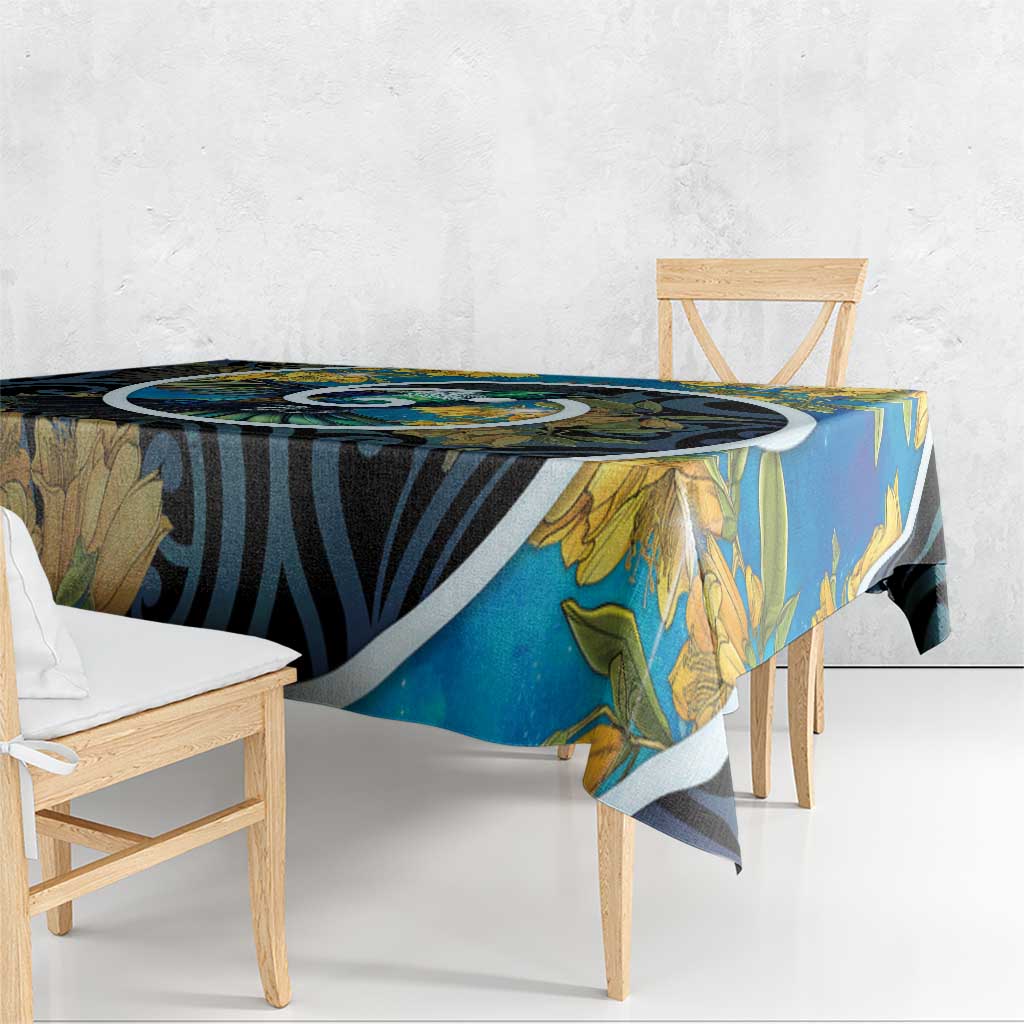 New Zealand Tui Bird Tablecloth Maori Koru With Kowhai Flowers LT05 - Polynesian Pride