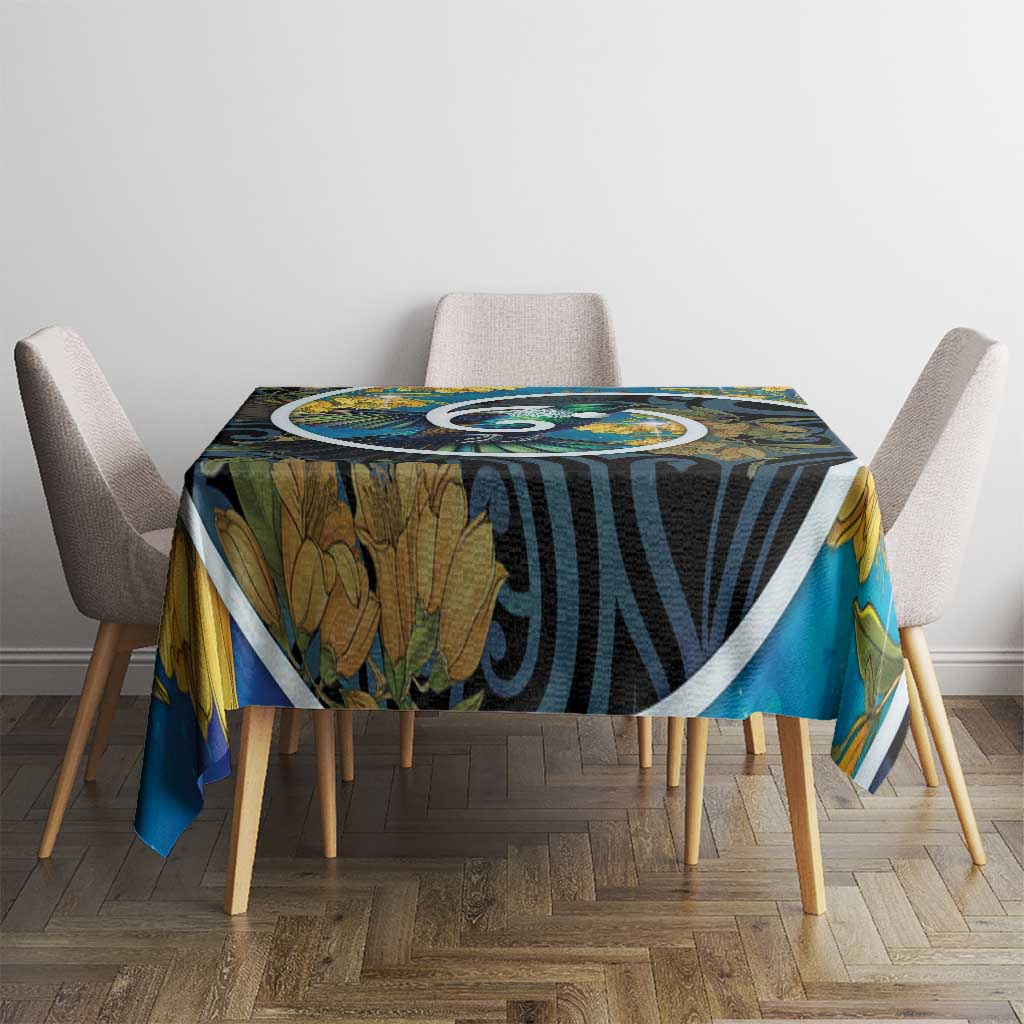 New Zealand Tui Bird Tablecloth Maori Koru With Kowhai Flowers LT05 - Polynesian Pride
