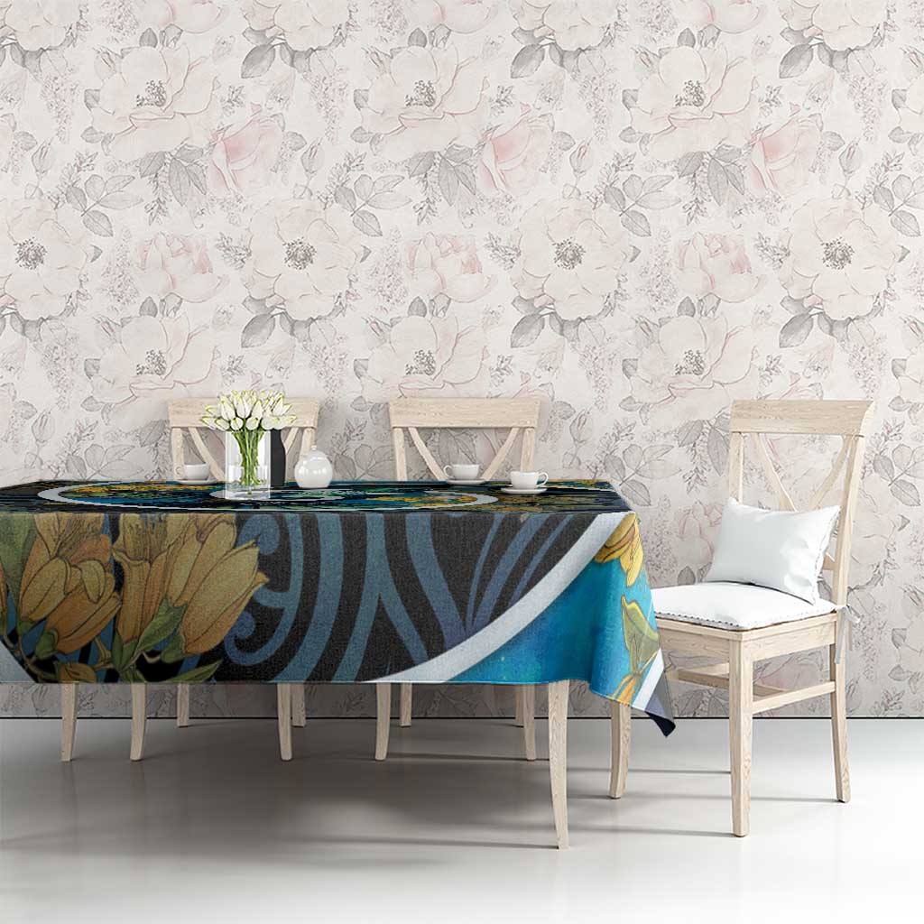 New Zealand Tui Bird Tablecloth Maori Koru With Kowhai Flowers LT05 - Polynesian Pride