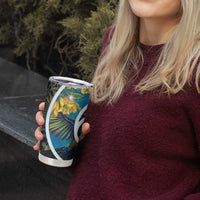 New Zealand Tui Bird Tumbler Cup Maori Koru With Kowhai Flowers
