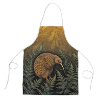 New Zealand Kiwi Bird Apron Silver Fern Mix Maori Pattern LT05 Brown - Polynesian Pride