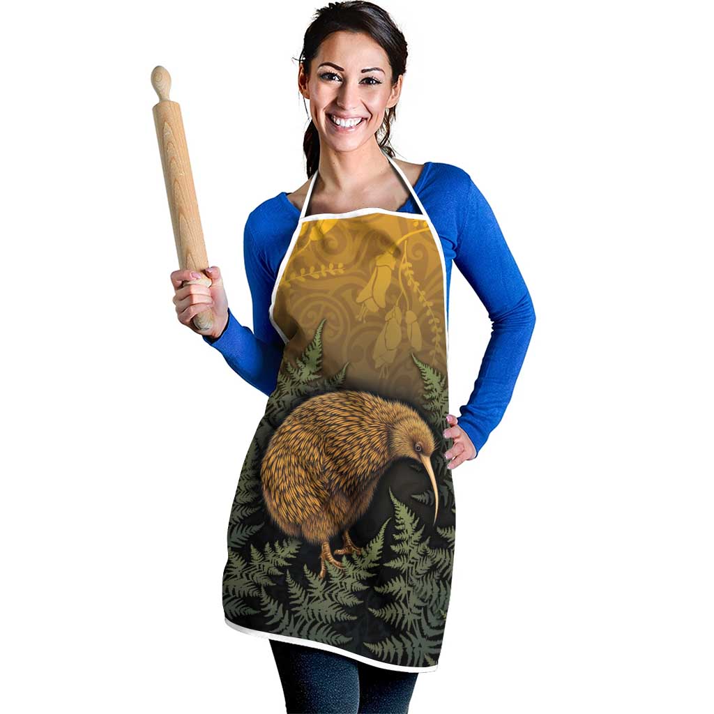 New Zealand Kiwi Bird Apron Silver Fern Mix Maori Pattern LT05 - Polynesian Pride