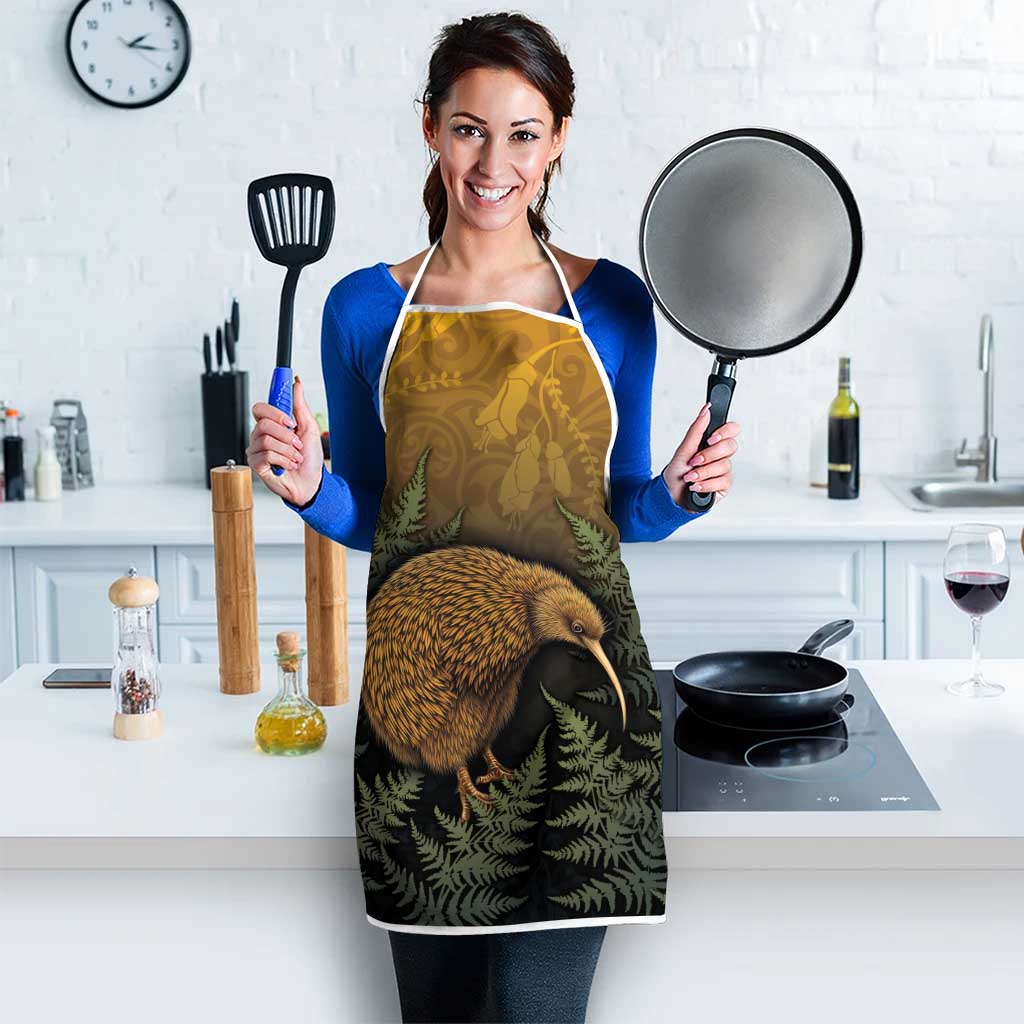 New Zealand Kiwi Bird Apron Silver Fern Mix Maori Pattern LT05 - Polynesian Pride