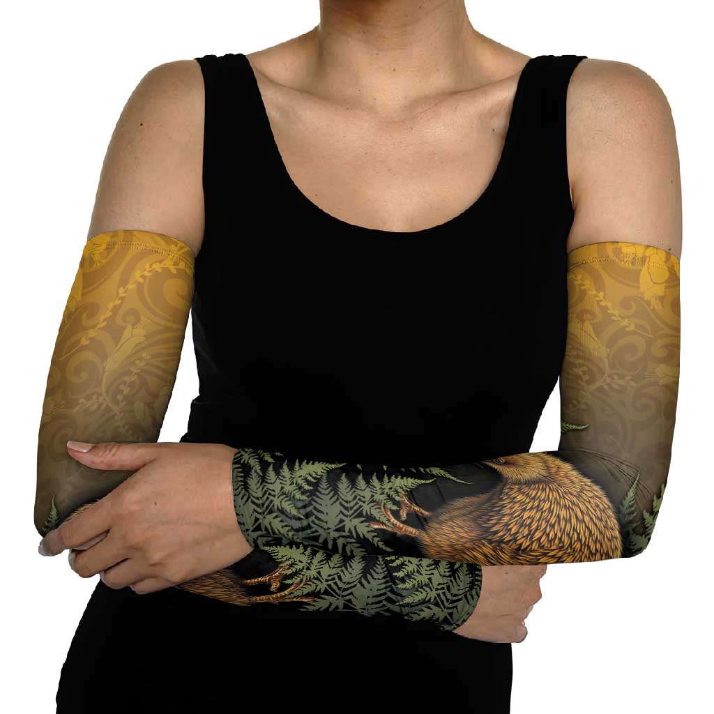 New Zealand Kiwi Bird Arm Sleeves Silver Fern Mix Maori Pattern LT05 - Polynesian Pride