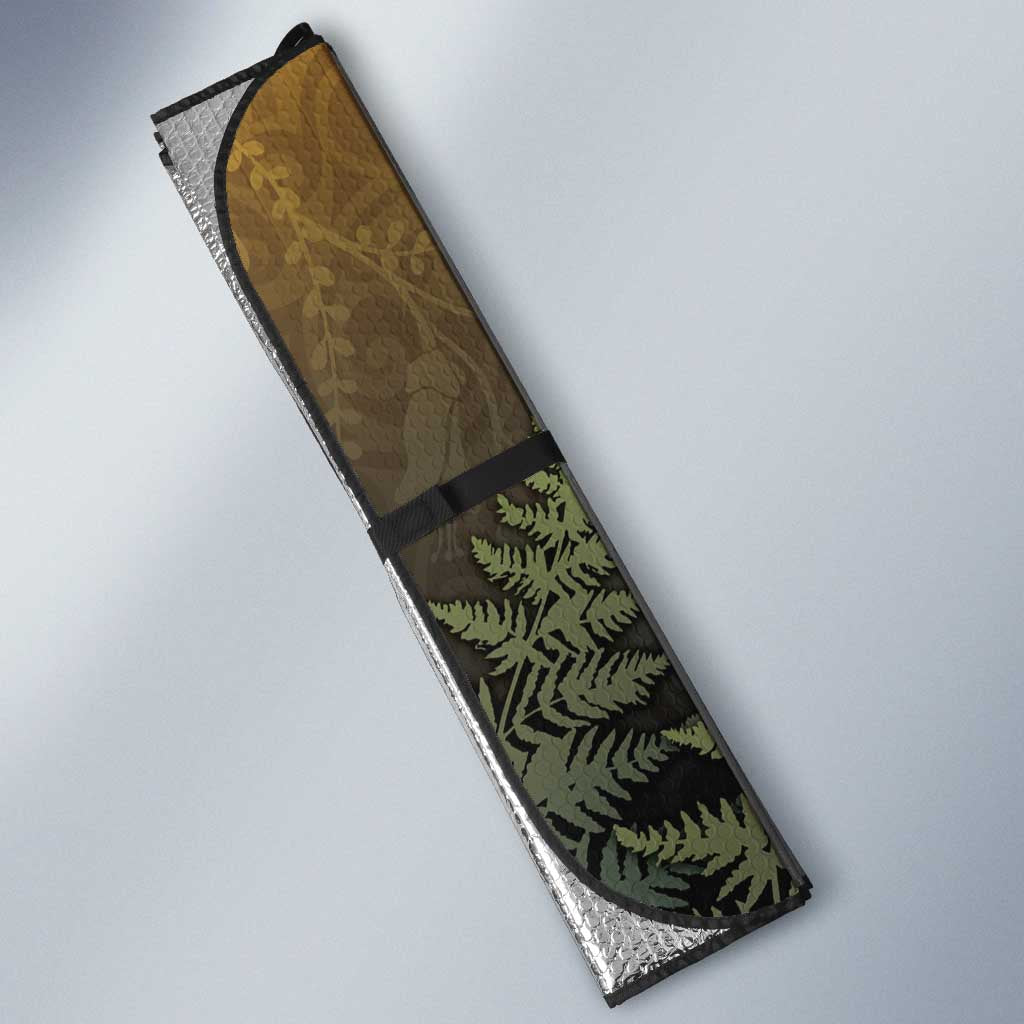 New Zealand Kiwi Bird Auto Sun Shade Silver Fern Mix Maori Pattern LT05 - Polynesian Pride