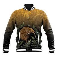 New Zealand Kiwi Bird Baseball Jacket Silver Fern Mix Maori Pattern LT05 Unisex Brown - Polynesian Pride