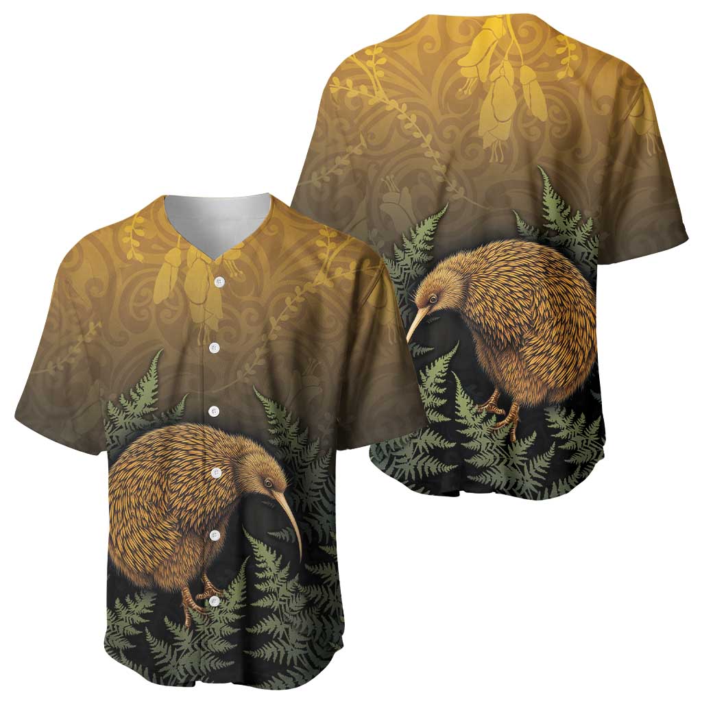 New Zealand Kiwi Bird Baseball Jersey Silver Fern Mix Maori Pattern LT05 - Polynesian Pride