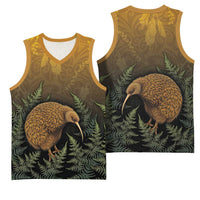 New Zealand Kiwi Bird Basketball Jersey Silver Fern Mix Maori Pattern LT05 - Polynesian Pride
