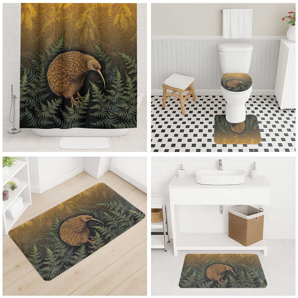 New Zealand Kiwi Bird Bathroom Set Silver Fern Mix Maori Pattern LT05 - Polynesian Pride