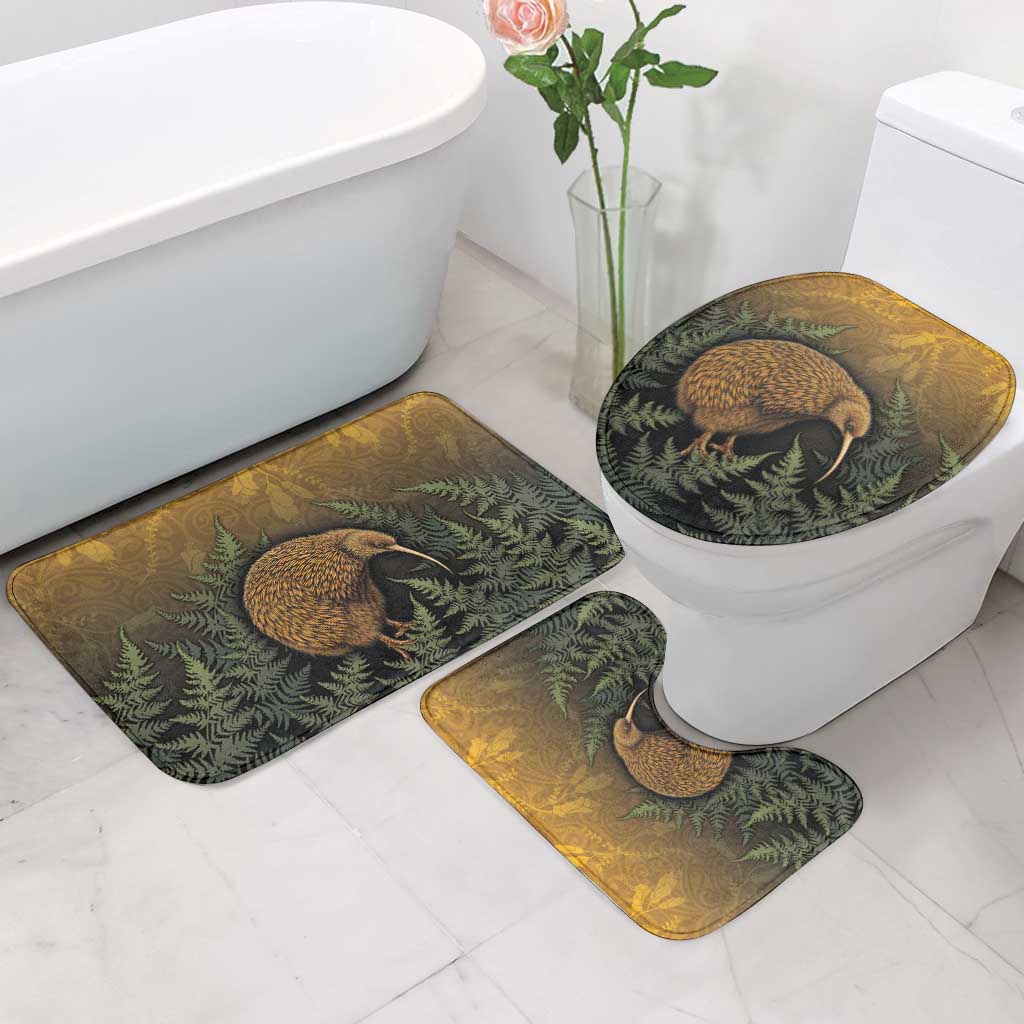 New Zealand Kiwi Bird Bathroom Set Silver Fern Mix Maori Pattern LT05 - Polynesian Pride