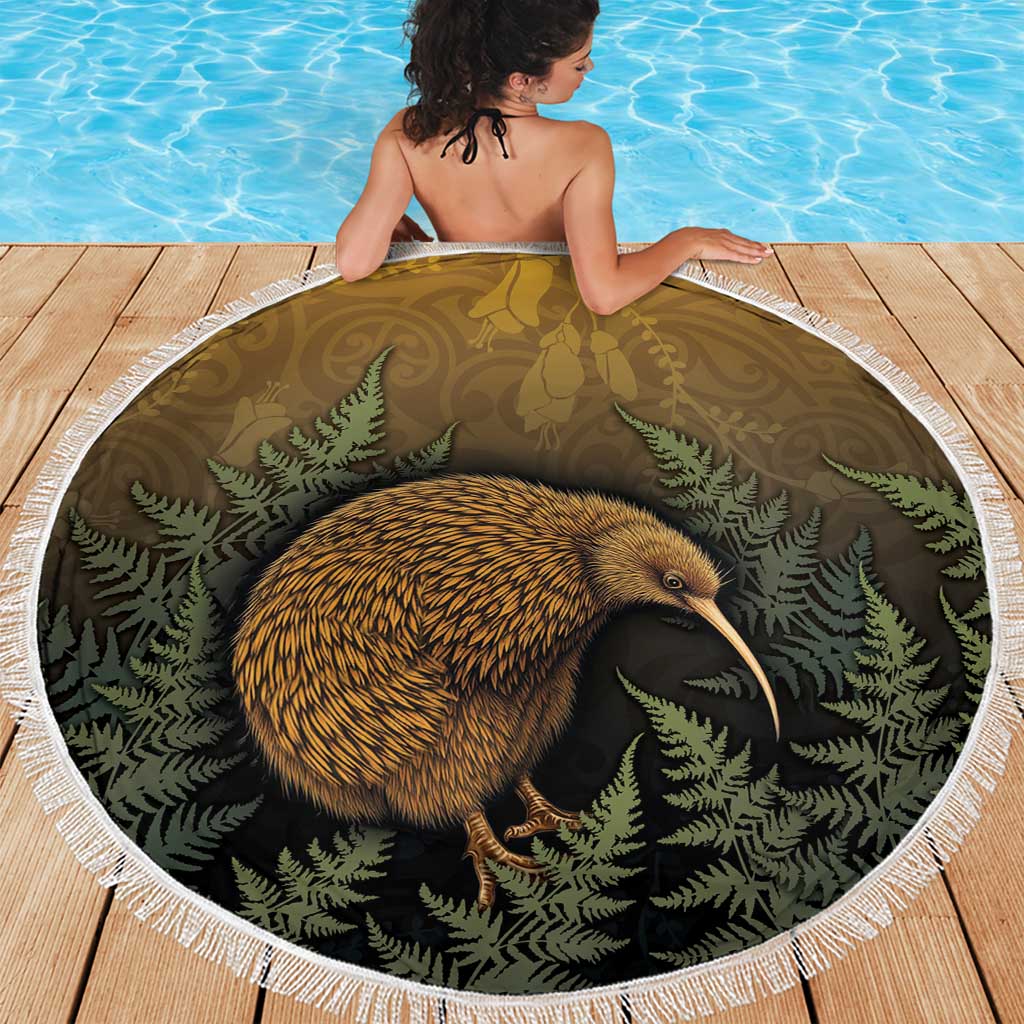 New Zealand Kiwi Bird Beach Blanket Silver Fern Mix Maori Pattern LT05 - Polynesian Pride