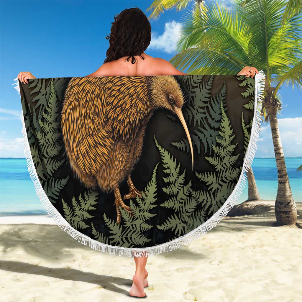 New Zealand Kiwi Bird Beach Blanket Silver Fern Mix Maori Pattern LT05 - Polynesian Pride