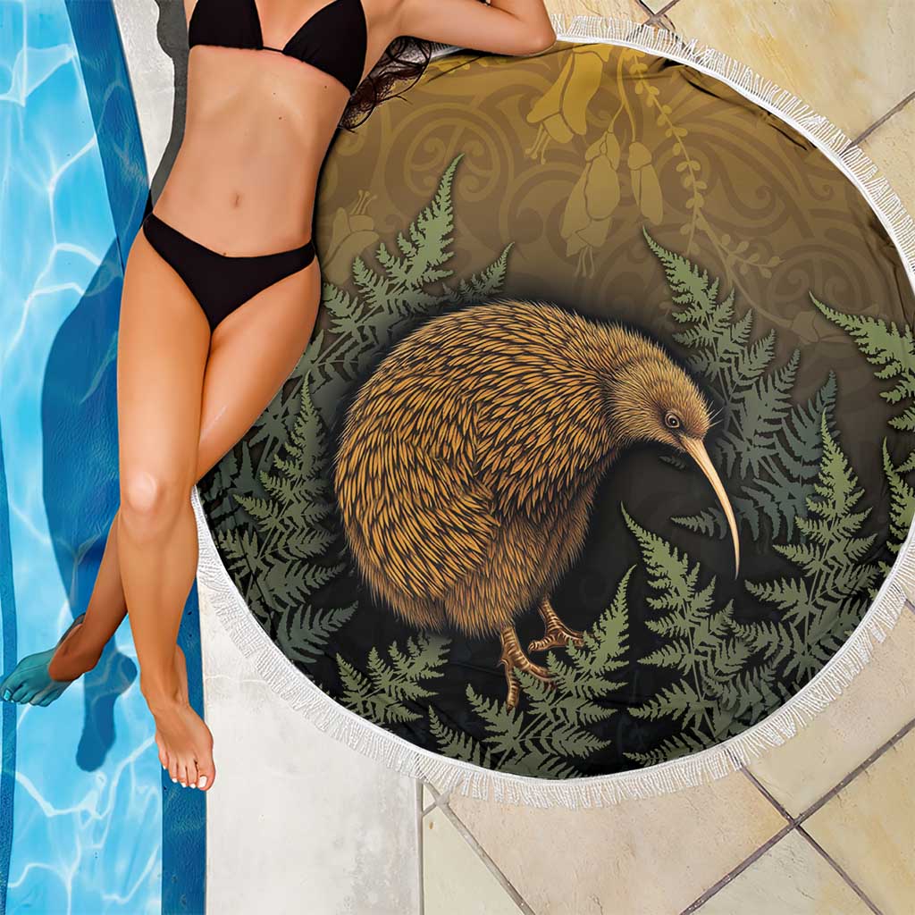 New Zealand Kiwi Bird Beach Blanket Silver Fern Mix Maori Pattern LT05 - Polynesian Pride