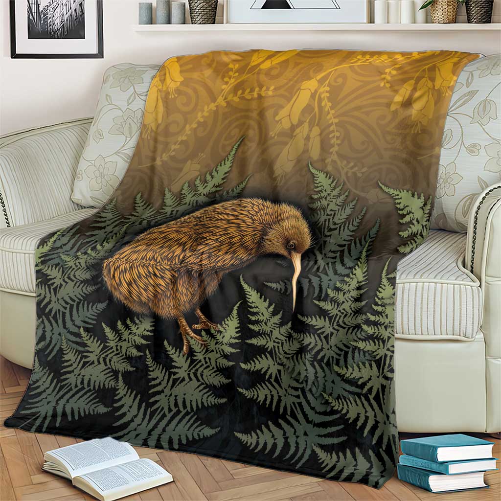 New Zealand Kiwi Bird Blanket Silver Fern Mix Maori Pattern