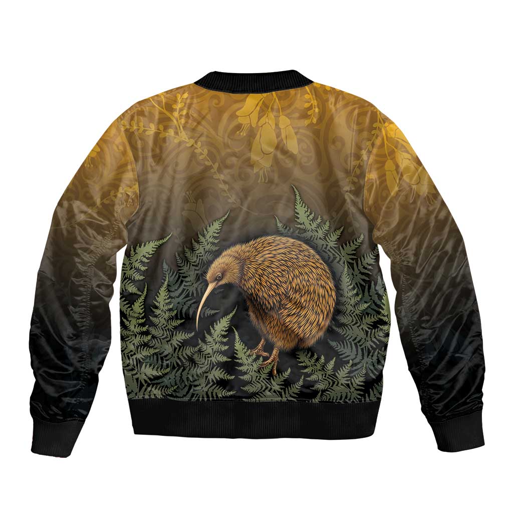 New Zealand Kiwi Bird Bomber Jacket Silver Fern Mix Maori Pattern LT05 - Polynesian Pride
