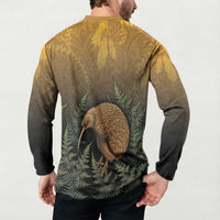 New Zealand Kiwi Bird Button Sweatshirt Silver Fern Mix Maori Pattern LT05 - Polynesian Pride