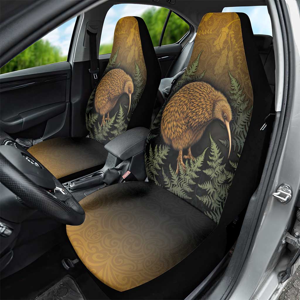 New Zealand Kiwi Bird Car Seat Cover Silver Fern Mix Maori Pattern LT05 - Polynesian Pride