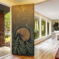 New Zealand Kiwi Bird Door Cover Silver Fern Mix Maori Pattern LT05 - Polynesian Pride