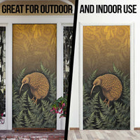 New Zealand Kiwi Bird Door Cover Silver Fern Mix Maori Pattern LT05 - Polynesian Pride