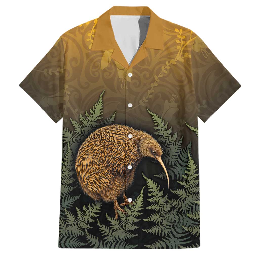 New Zealand Kiwi Bird Family Matching Long Sleeve Bodycon Dress and Hawaiian Shirt Silver Fern Mix Maori Pattern