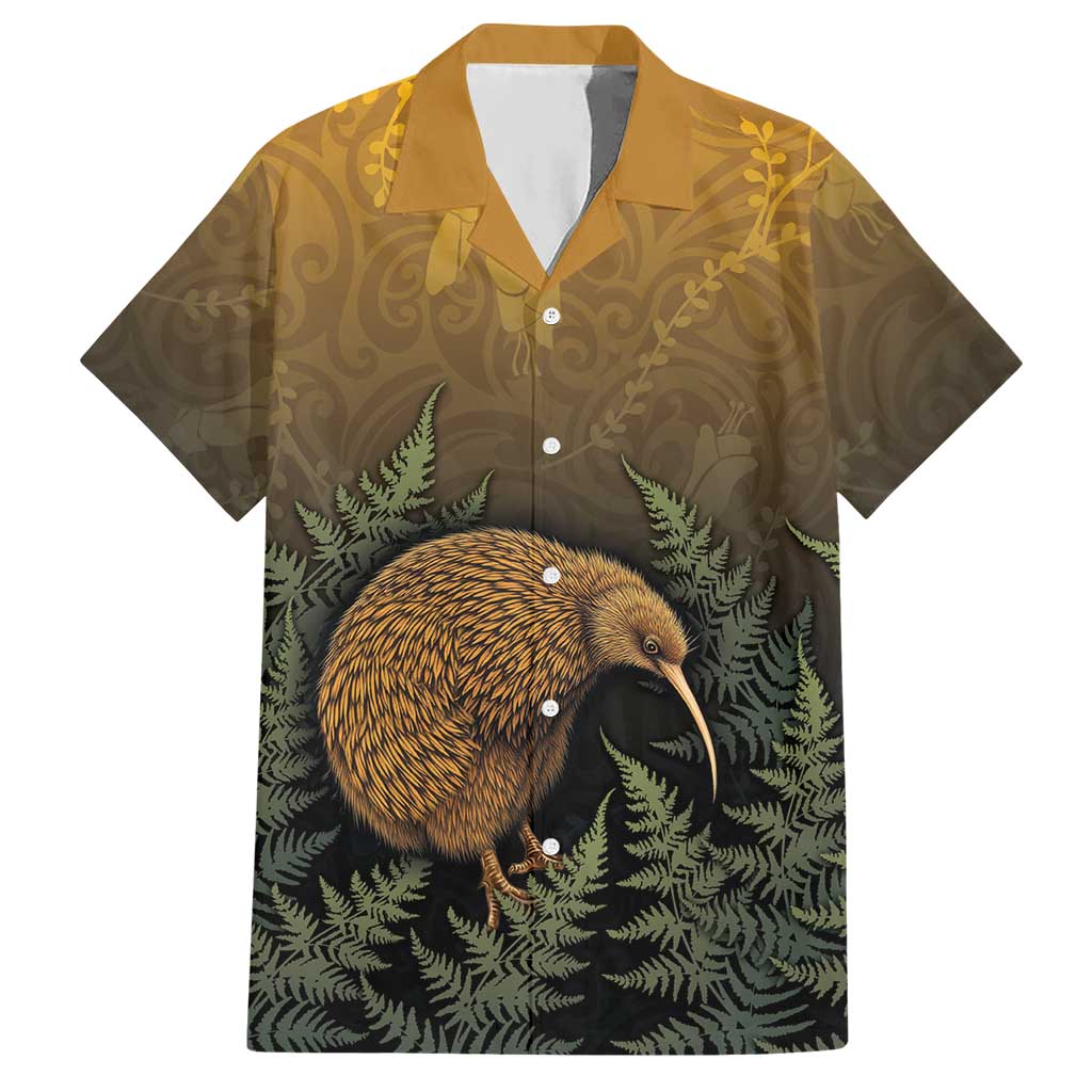 New Zealand Kiwi Bird Hawaiian Shirt Silver Fern Mix Maori Pattern LT05 Brown - Polynesian Pride