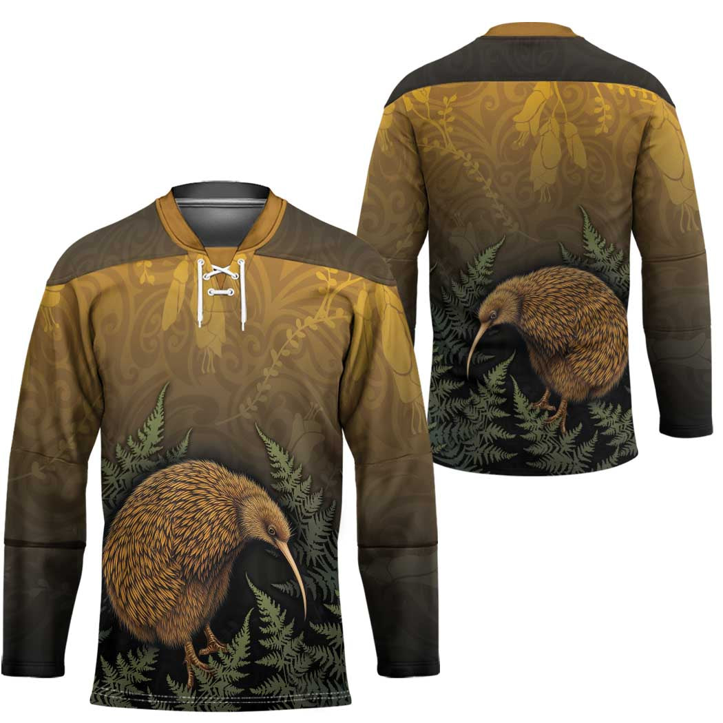 New Zealand Kiwi Bird Hockey Jersey Silver Fern Mix Maori Pattern LT05 - Polynesian Pride