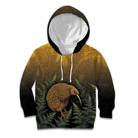New Zealand Kiwi Bird Kid Hoodie Silver Fern Mix Maori Pattern LT05 Hoodie Brown - Polynesian Pride