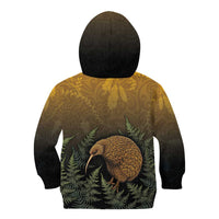 New Zealand Kiwi Bird Kid Hoodie Silver Fern Mix Maori Pattern LT05 - Polynesian Pride