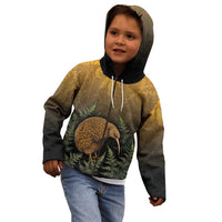 New Zealand Kiwi Bird Kid Hoodie Silver Fern Mix Maori Pattern LT05 - Polynesian Pride