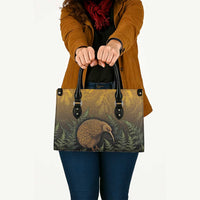 New Zealand Kiwi Bird Leather Bag Silver Fern Mix Maori Pattern
