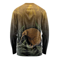 New Zealand Kiwi Bird Long Sleeve Shirt Silver Fern Mix Maori Pattern LT05 - Polynesian Pride