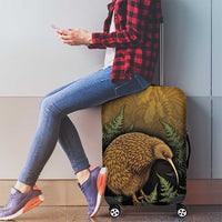New Zealand Kiwi Bird Luggage Cover Silver Fern Mix Maori Pattern