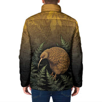 New Zealand Kiwi Bird Padded Jacket Silver Fern Mix Maori Pattern LT05 - Polynesian Pride