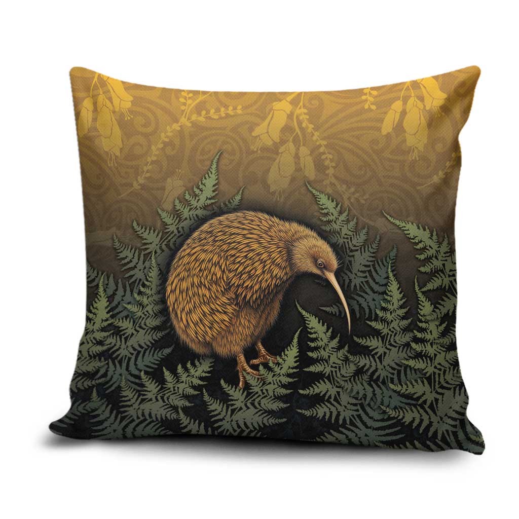 New Zealand Kiwi Bird Pillow Cover Silver Fern Mix Maori Pattern LT05 Brown - Polynesian Pride