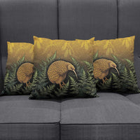 New Zealand Kiwi Bird Pillow Cover Silver Fern Mix Maori Pattern LT05 - Polynesian Pride