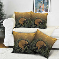 New Zealand Kiwi Bird Pillow Cover Silver Fern Mix Maori Pattern LT05 - Polynesian Pride
