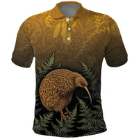 New Zealand Kiwi Bird Polo Shirt Silver Fern Mix Maori Pattern LT05 Brown - Polynesian Pride