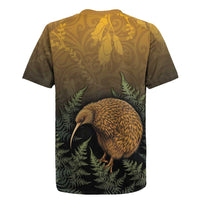 New Zealand Kiwi Bird Rugby Jersey Silver Fern Mix Maori Pattern