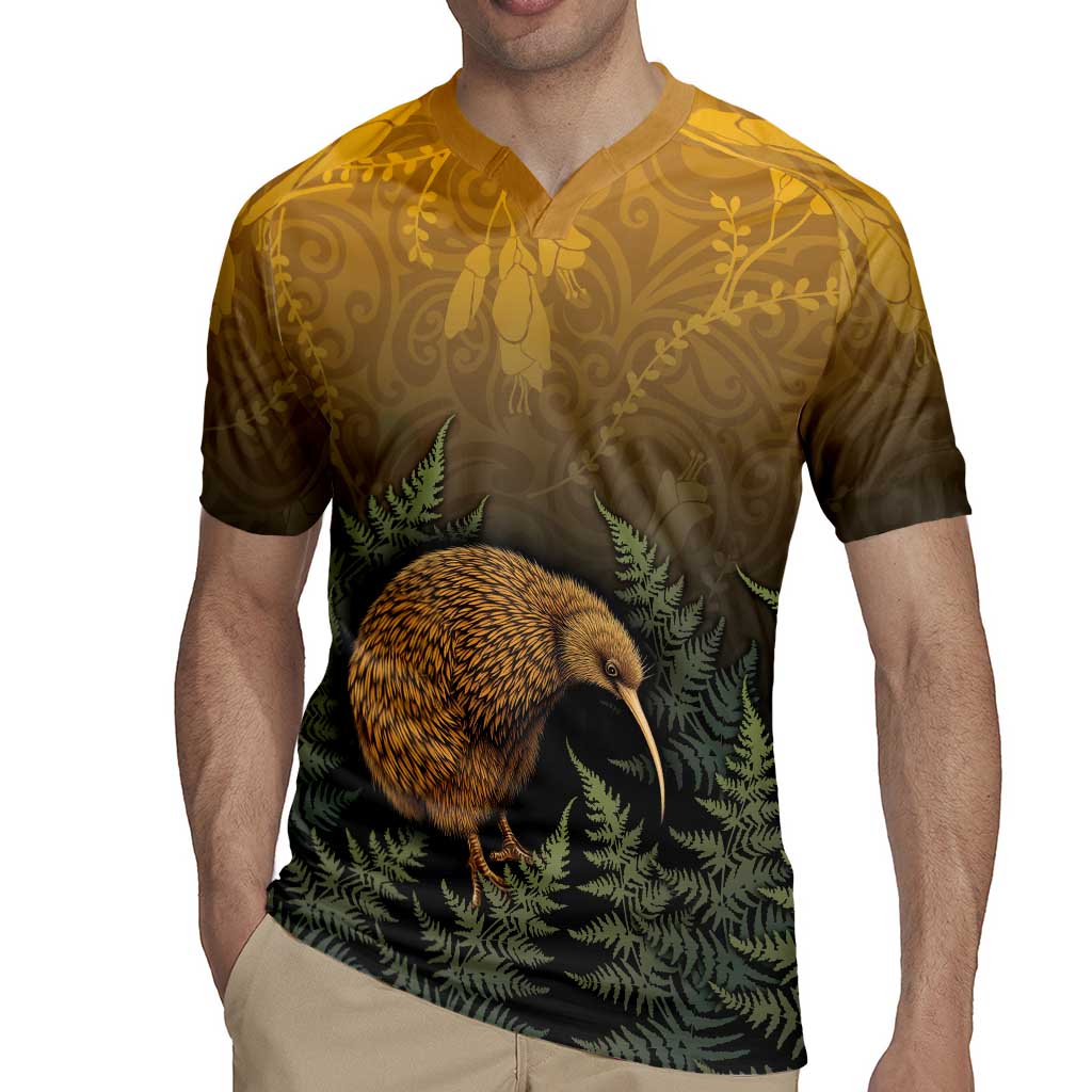 New Zealand Kiwi Bird Rugby Jersey Silver Fern Mix Maori Pattern