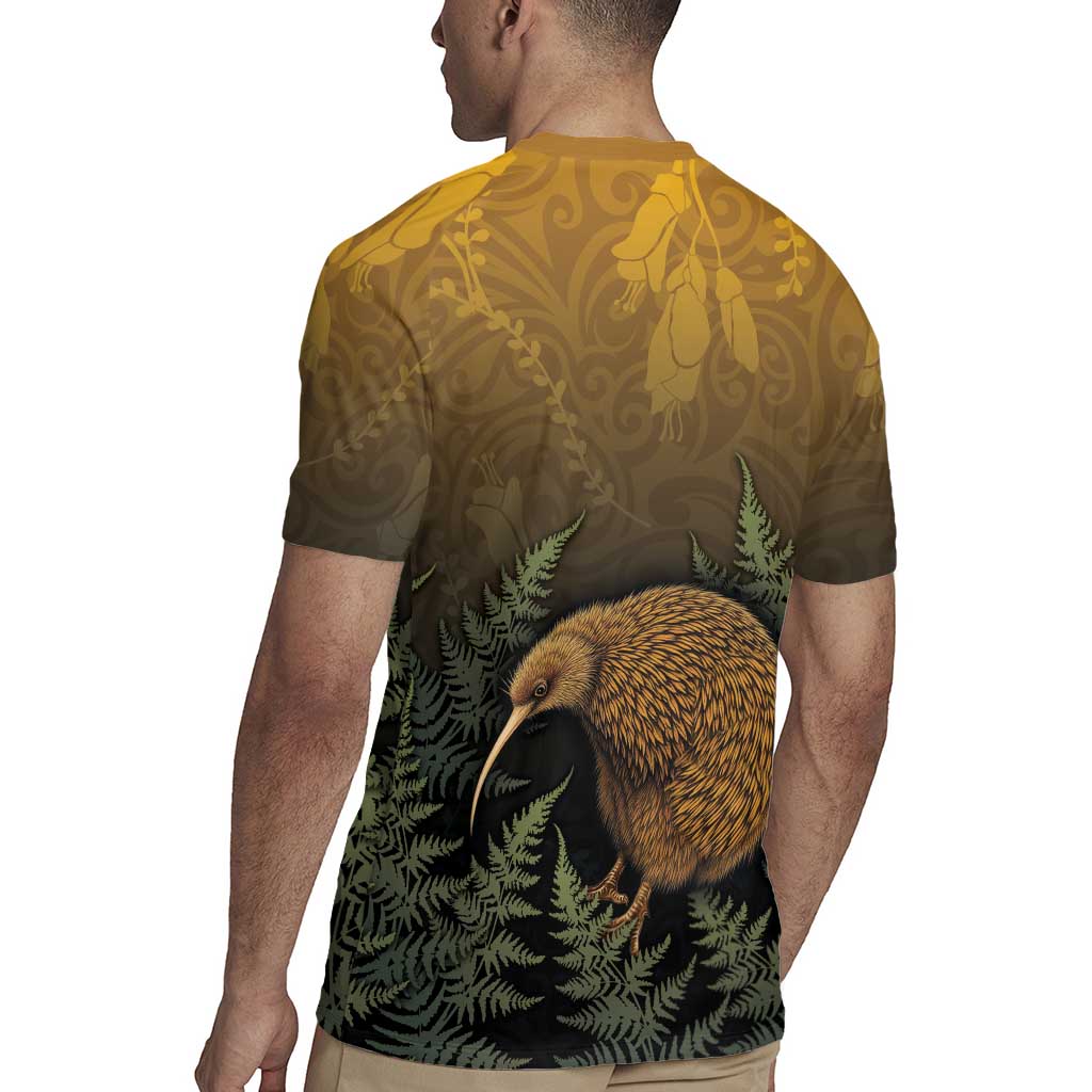 New Zealand Kiwi Bird Rugby Jersey Silver Fern Mix Maori Pattern