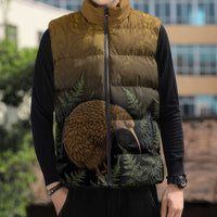 New Zealand Kiwi Bird Sleeveless Puffer Jacket Silver Fern Mix Maori Pattern LT05 - Polynesian Pride